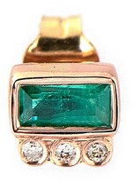 Thumbnail for your product : Celine Daoust Emerald Baguette and Diamond Trio Single Stud Rose Gold Earring