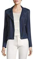 Women's Navy Blue Leather Jacket - ShopStyle