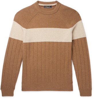 Loro Piana Slim-Fit Striped Ribbed Cashmere Sweater