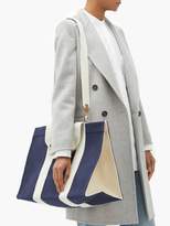 Thumbnail for your product : Rue De Verneuil - Tote Large Leather-trimmed Canvas Bag - Womens - Navy Multi