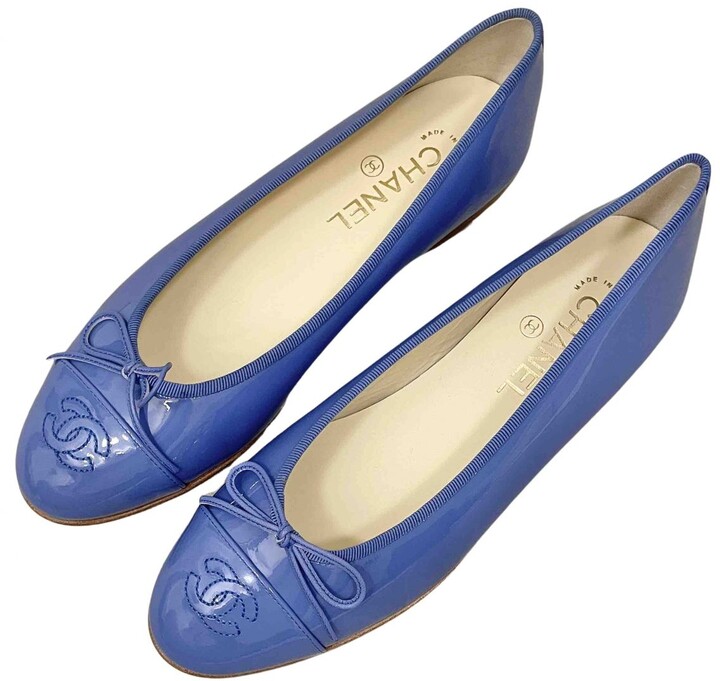 Chanel blue Patent leather Ballet Flats