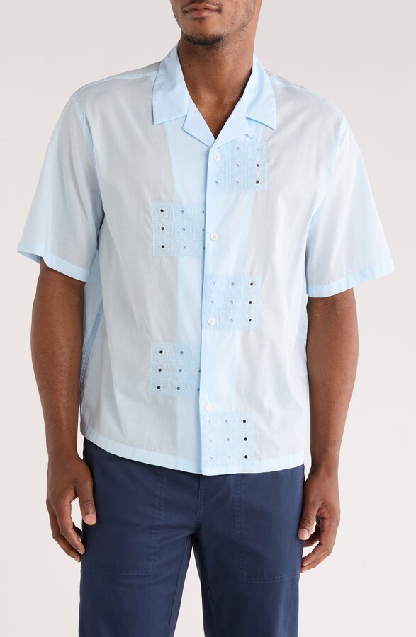 Ritz Pointelle Cotton Poplin Camp Shirt