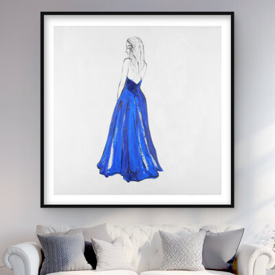 Lark Manor Lady in Blue - Fashion Bedroom Framed Matted Print Decor