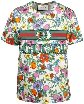 Gucci Flora Pop Print And Vintage Logo T-shirt - ShopStyle