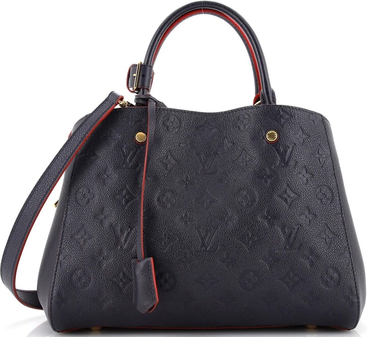 Louis Vuitton Montaigne MM handbag strap in blue/red monogram
