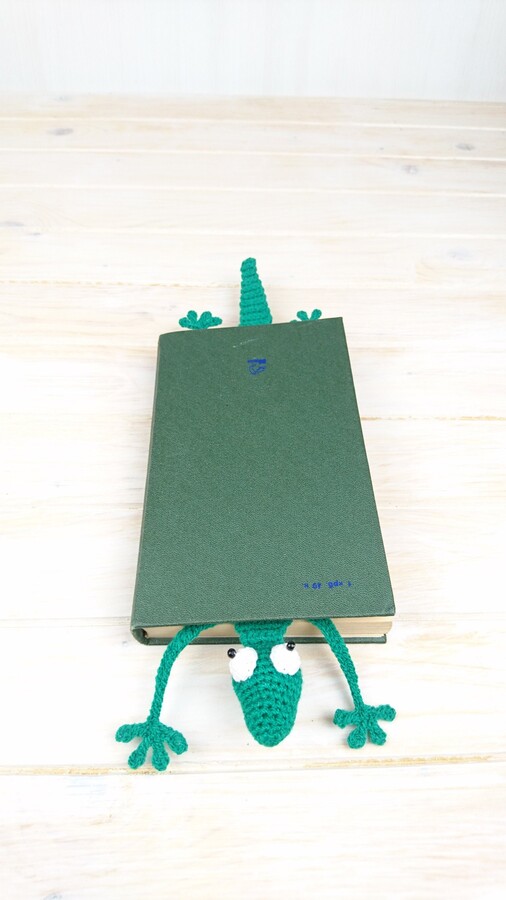 Crochet Lizard Bookmark Fun Bookish Gift For Teacher