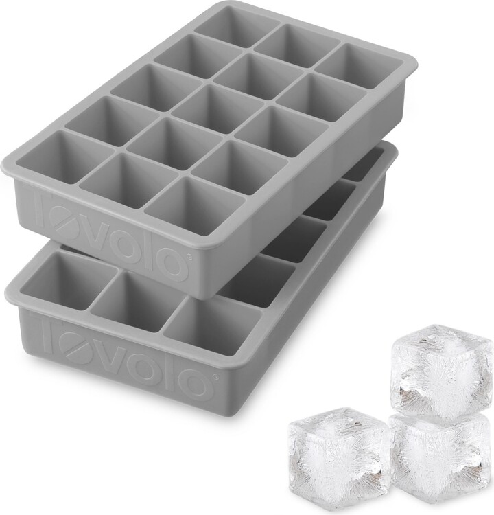 Zulay Kitchen Silicone Square Ice Cube Mold and Ice Ball Mold (Set of 2) Black