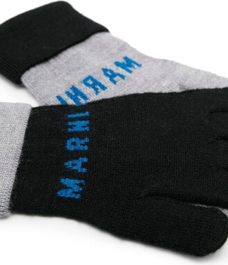 Marni Kids Intarsia-Knit Logo Gloves