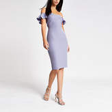Thumbnail for your product : River Island Purple bardot bodycon dress