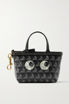 Thumbnail for your product : Anya Hindmarch + Net Sustain Eyes I Am A Plastic Bag Printed Coated-canvas Bag Charm With Packable Tote - Black