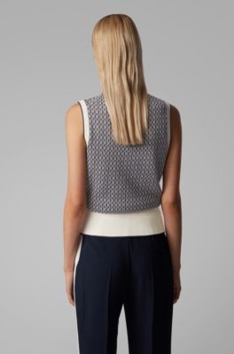 BOSS Slim-fit top in cotton blend with monogram detailing