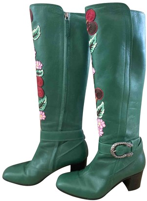 green leather boots uk