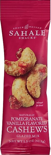 Sahale Snacks Glazed Mix Pomegranate Vanilla Cashews, 1.5 oz., 18 Bags/Pack (SMU00328)