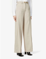 Thumbnail for your product : Rokh Pin-tucked bootcut high-rise stretch-woven trousers