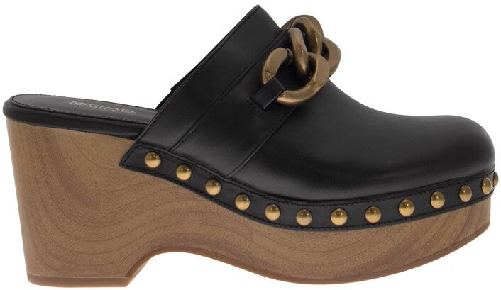 Michael Kors Scarlett leather clog with decorations and platform ...