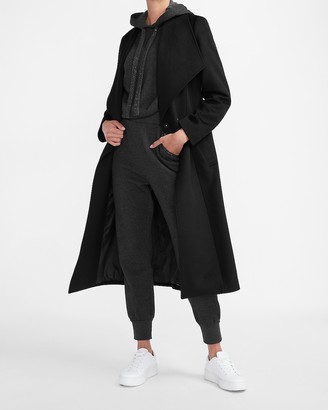 Express Wool-Blend Belted Shawl Collar Wrap Coat
