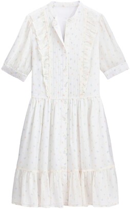 La Redoute Collections Button-Through Mini Dress in Floral Print with Ruffles and Short Sleeves