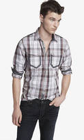 Thumbnail for your product : Express Fitted Plaid Shirt