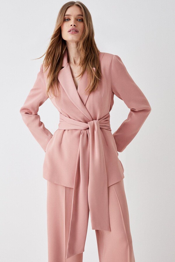 cropped blazer tie waist