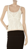 Thumbnail for your product : Herve Leger Faux leather and stretch-jersey top