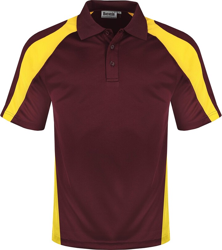 Boronia Mens Quick Dry Breathable Contrast Polo Shirts (Wine - ShopStyle