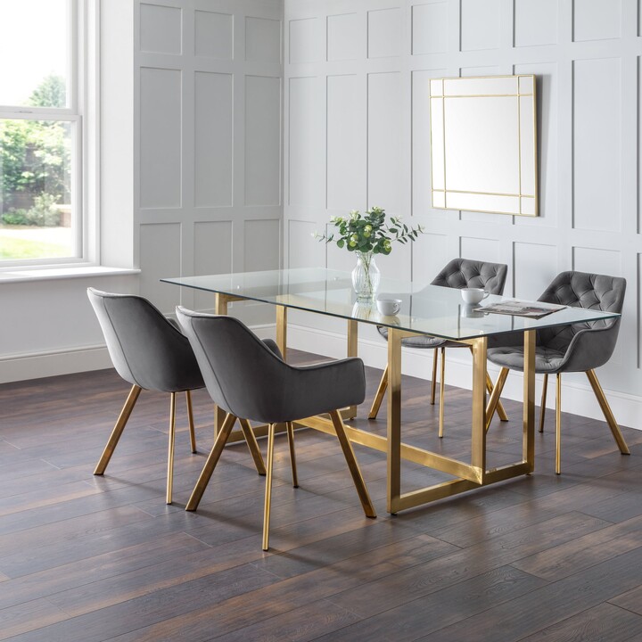 Dunelm Minori Rectangular Glass Top Dining Table with 4 Lorenzo Chairs