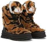 Thumbnail for your product : Dolce & Gabbana Children Tiger-shaped faux-fur boots