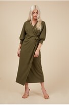 Thumbnail for your product : Little Mistress Khaki Midi Wrap Dress