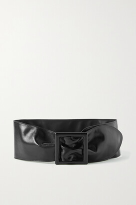 Saint Laurent Glossed Textured-leather Waist Belt - Black