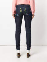Thumbnail for your product : Love Moschino embroidered stitching skinny jeans