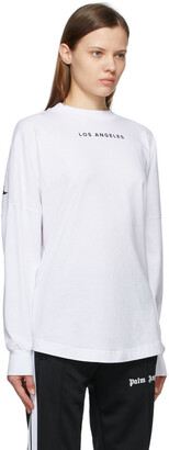 Palm Angels White Sprayed Logo 'Los Angeles' Long Sleeve T-Shirt