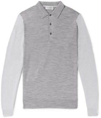 John Smedley Brightgate Slim-Fit Two-Tone Wool Polo Shirt - Men - Gray