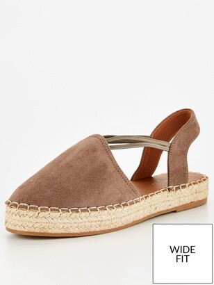 Very Wide Fit Elastic Strap Espadrille - Taupe