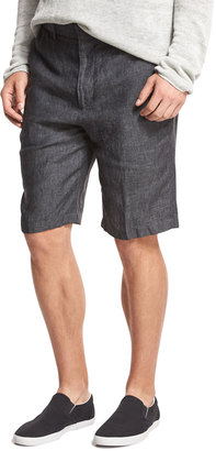 Vince Relaxed-Fit Linen Shorts, Gray