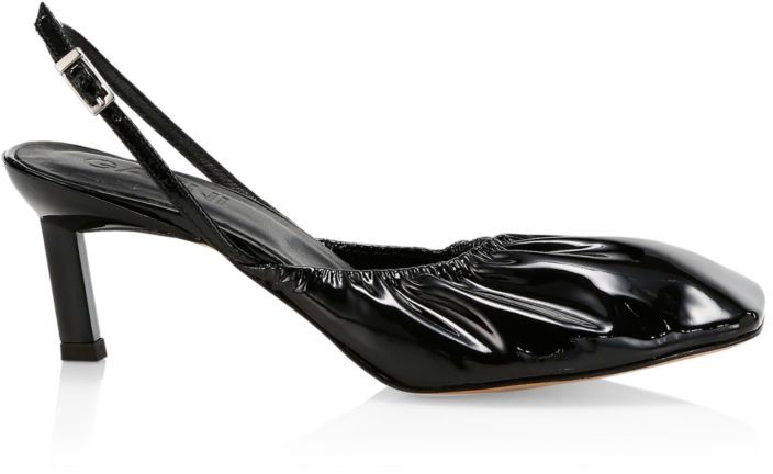 black patent slingback pumps
