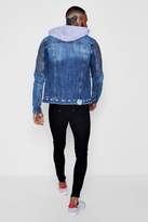 Thumbnail for your product : boohoo Biker Detail Hooded Denim Jacket