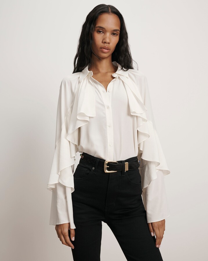Demaris Ruffled Button-Down Blouse