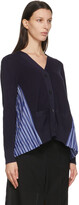 Thumbnail for your product : Sacai Navy & Blue Stripe Pleated Back Cardigan