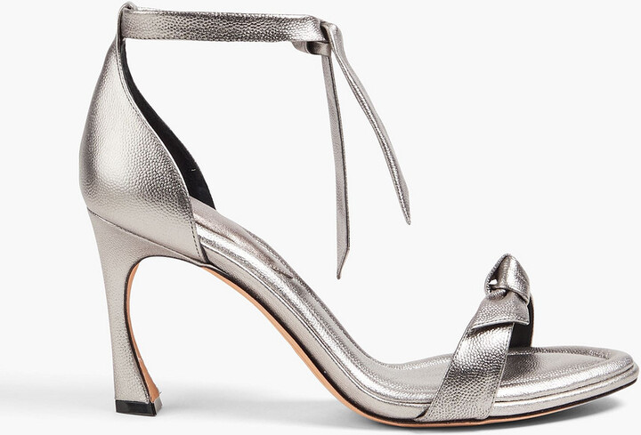 Alexandre Birman Clarita 85 bow-detailed metallic textured-leather sandals
