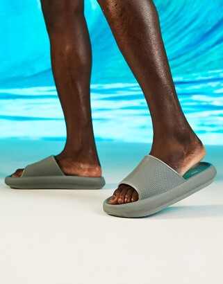 ASOS DESIGN slider in blue with texture - ShopStyle Sandals