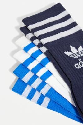 adidas Blue & White Logo Socks 3-Pack - Blue ALL at Urban Outfitters -  ShopStyle