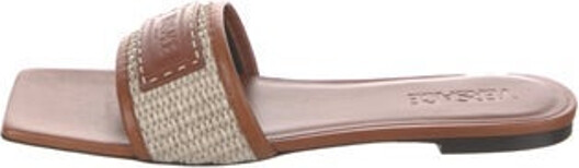 Versace Leather Slides Brown Includes Box & Dust Bag Unfortunately, due to restrictions, this item may not be eligible for shipping in all areas.