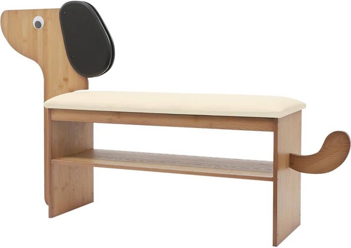YIYIBYUS 30.7 in. H Beige 6-Pair Bamboo Shoe Rack Entryway Shoe Rack Bench with Cushion