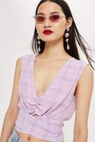 Thumbnail for your product : Topshop Womens Check Wrap Crop Top - Lilac