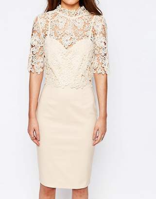 Paper Dolls High Neck Lace Dress with Pencil Skirt