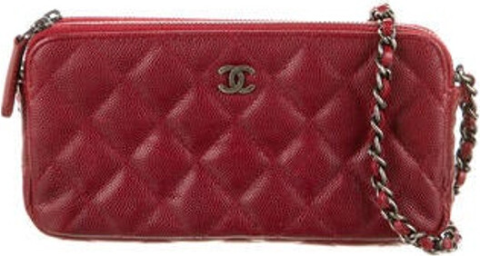 Chanel Quilted Double Zip Wallet On Chain - ShopStyle