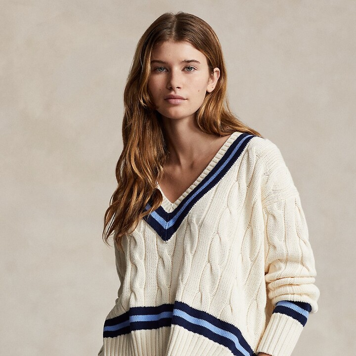 Ralph Lauren Cable-Knit Cotton Cricket Sweater - ShopStyle