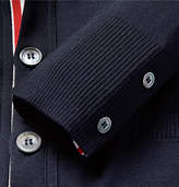 Thumbnail for your product : Thom Browne Striped Wool Cardigan - Navy