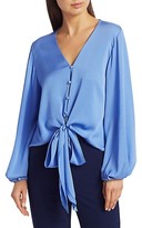 Thumbnail for your product : Milly Stretch Silk Tie Hem Blouse