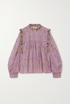 Thumbnail for your product : Etoile Isabel Marant Vega Pintucked Floral-print Cotton-voile Blouse - Lilac